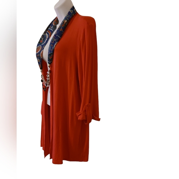 Laura Scott - Long Sleeve Coral Cardigan with Scarf & Attached Beads - Picture 3 of 7